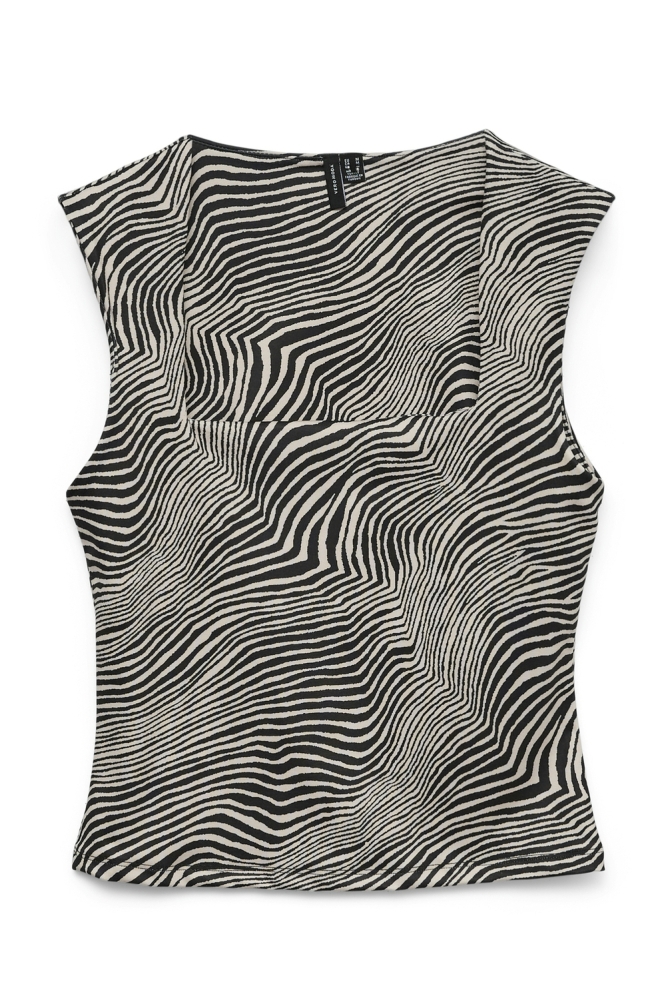 VMMILLION SL SQUARE NECK TOP JRS NO 10312751 Oatmeal Zebra